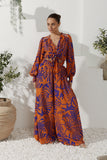 Maris Orange Purple Abstract Shell Wide Leg Pants