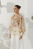 Elysia Yellow Floral Long Sleeve Blouse