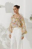 Elysia Yellow Floral Long Sleeve Blouse