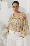 Elysia Yellow Floral Long Sleeve Blouse