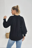 Erisa Black Balloon Sleeve Blouse