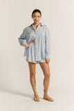 Lila Blue Stripe Drawstring Shorts