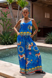 Philippa Blue Abstract Wide Leg Pants