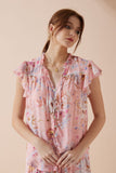 Juliette Pink Floral Ruffle Top