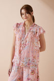 Juliette Pink Floral Ruffle Top