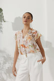 Lillian Orange Floral Ruffle Top