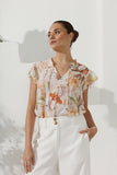 Lillian Orange Floral Ruffle Top