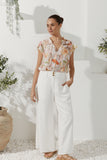 Lillian Orange Floral Ruffle Top