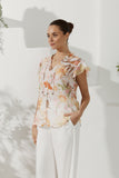 Lillian Orange Floral Ruffle Top