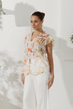 Lillian Orange Floral Ruffle Top