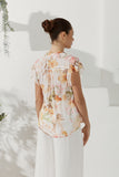 Lillian Orange Floral Ruffle Top