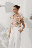 Lillian Orange Floral Ruffle Top