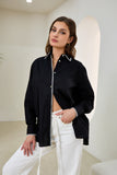 Renae Black Contrast Blanket Stitch Shirt