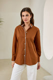 Renae Rust Contrast Blanket Stitch Shirt