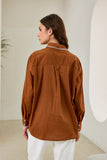 Renae Rust Contrast Blanket Stitch Shirt