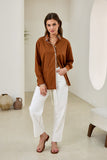 Renae Rust Contrast Blanket Stitch Shirt