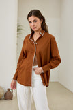 Renae Rust Contrast Blanket Stitch Shirt