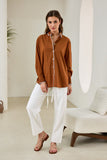 Renae Rust Contrast Blanket Stitch Shirt