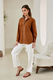 Renae Rust Contrast Blanket Stitch Shirt