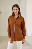 Renae Rust Contrast Blanket Stitch Shirt