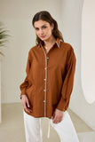 Renae Rust Contrast Blanket Stitch Shirt