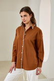 Renae Rust Contrast Blanket Stitch Shirt