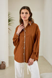 Renae Rust Contrast Blanket Stitch Shirt