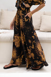 Estella Black Abstract Floral Wide Leg Pants