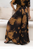 Estella Black Abstract Floral Wide Leg Pants