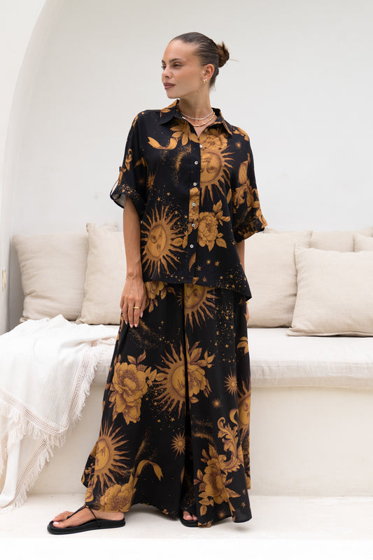 Estella Black Abstract Floral Shirt