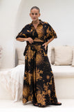 Estella Black Abstract Floral Wide Leg Pants