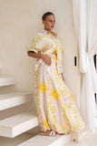 Aurea Yellow Pink Abstract Wide Leg Pants