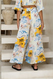 Florida Blue Tropical Wide Leg Cropped Pants