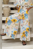 Florida Blue Tropical Wide Leg Cropped Pants