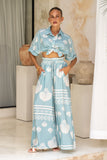 Nell Blue Abstract Wide Leg Pants