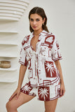 Mira Brown Sea Shells Tropical Ric Rac Shirt