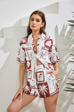 Mira Brown Sea Shells Tropical Ric Rac Shirt