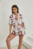 Mira Brown Sea Shells Tropical Ric Rac Shirt