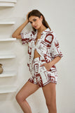 Mira Brown Sea Shells Tropical Ric Rac Shirt