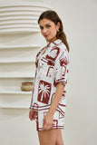 Mira Brown Sea Shells Tropical Ric Rac Shirt