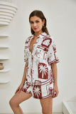 Mira Brown Sea Shells Tropical Ric Rac Shirt