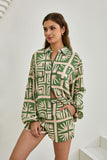 Ardenia Green Abstract Contrast Detail Shirt