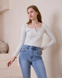 Ada Grey Ribbed Long Sleeve Top