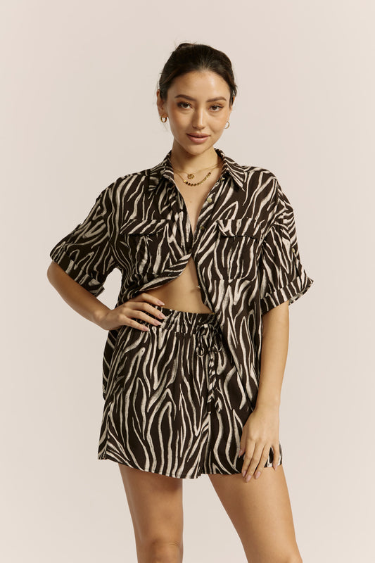 Zuri Black Zebra Abstract Shirt