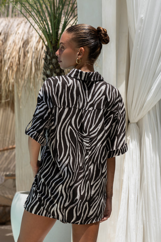 Zuri Black Zebra Abstract Shirt