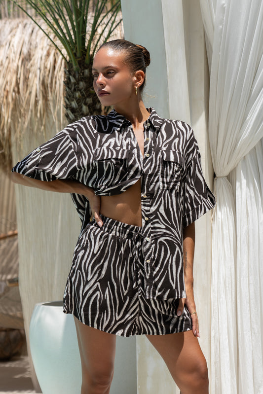 Zuri Black Zebra Abstract Shirt