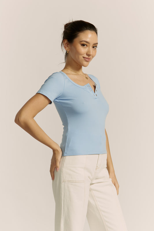 Adi Blue Ribbed T-Shirt