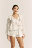 Valentina White Ruffle Blouse