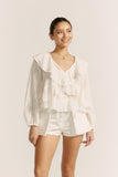 Valentina White Ruffle Blouse