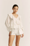 Valentina White Ruffle Blouse